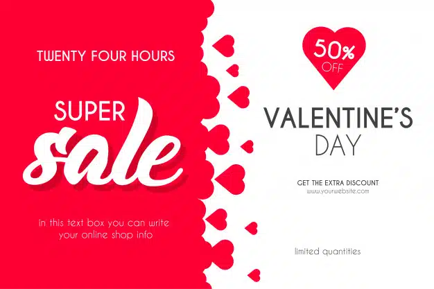 Valentine's day super sale with hearts background Vector