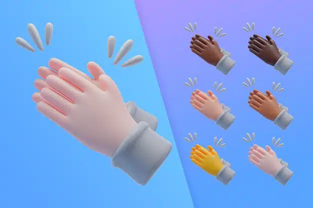 3d collection with hands applauding Free Psd