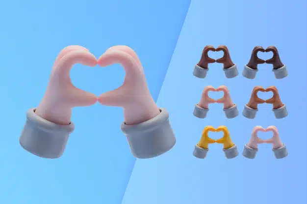 3d collection with hands making heart symbol Free Psd