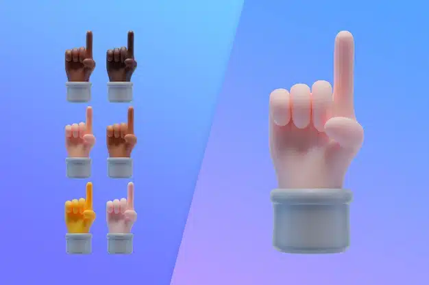 3d collection with hands pointing index finger up Free Psd
