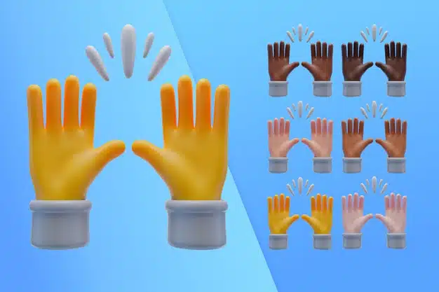 3d collection with hands praising Free Psd