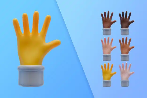 3d collection with hands showing palms Free Psd