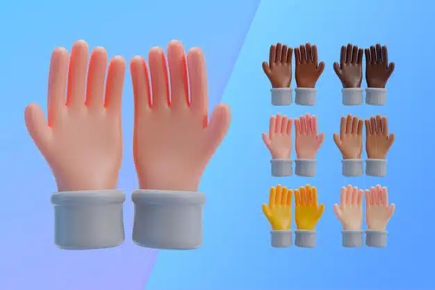 3d collection with hands showing palms together Free Psd
