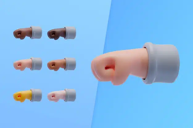 3d collection with hands showing punch Free Psd