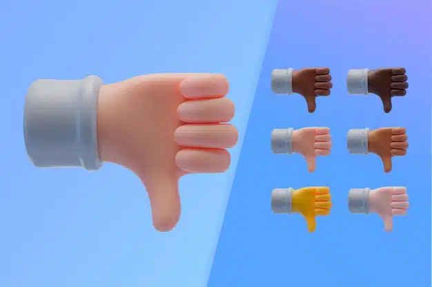 3d collection with hands showing thumbs down Free Psd