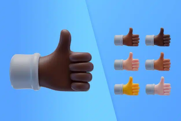 3d collection with hands showing thumbs up Free Psd