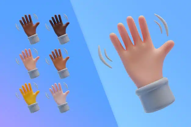 3d collection with hands waving Free Psd