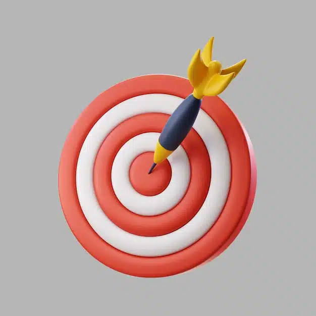 3d dart board for target with bullseye arrow Free Psd