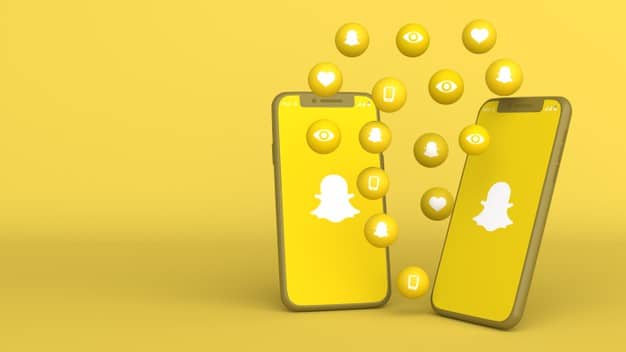 3d design of two phones with snapchat popping up icons Premium Photo