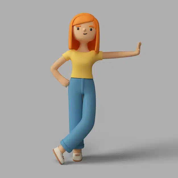 3d female character acting cool Free Psd