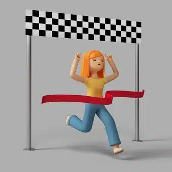 3d female character reaching finish line Free Psd
