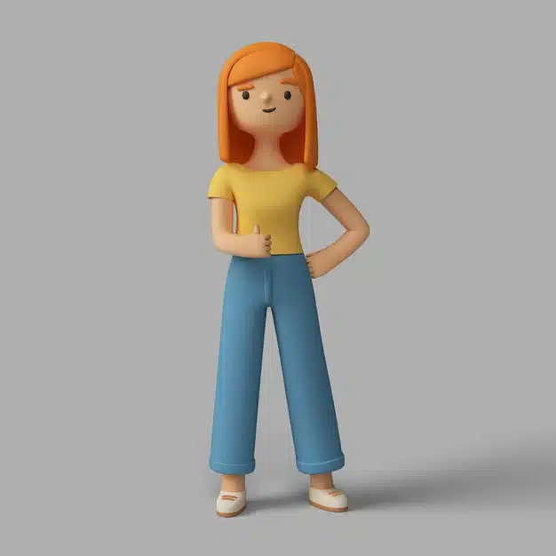 3d female character showing thumbs up Premium Psd