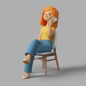 3d female character speaking on smartphone Free Psd