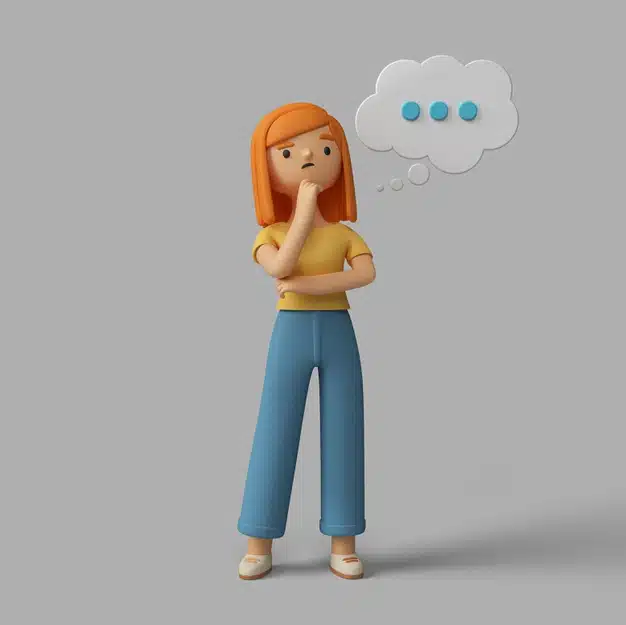 3d female character thinking about something Free Psd