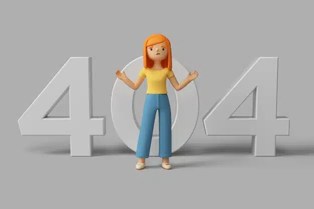 3d female character with 404 error message Free Psd