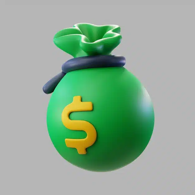 3d green bag of money with dollar sign Free Psd