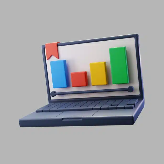3d laptop with graph Free Psd