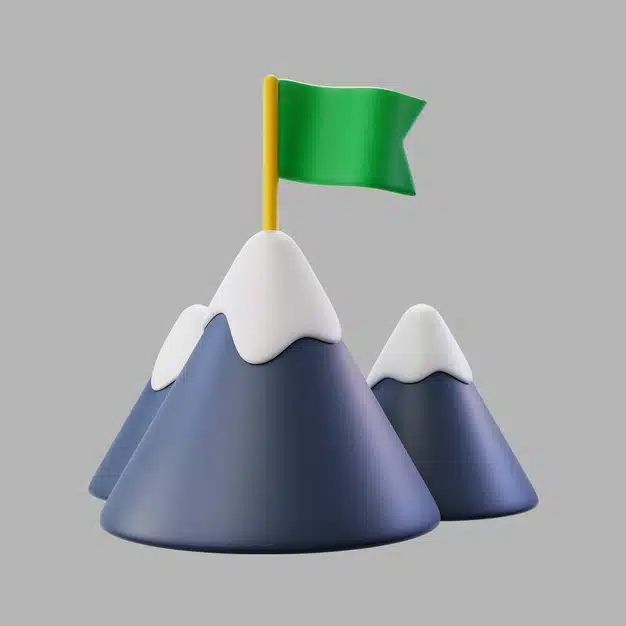 3d mountains with snow and flag Free Psd