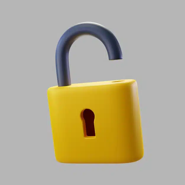3d open lock with keyhole Premium Psd