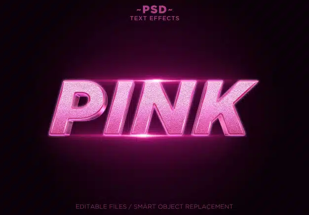 3d pink glitter effects editable text Premium Psd