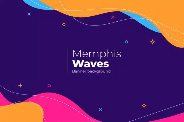 Abstract background with memphis waves Free Vector