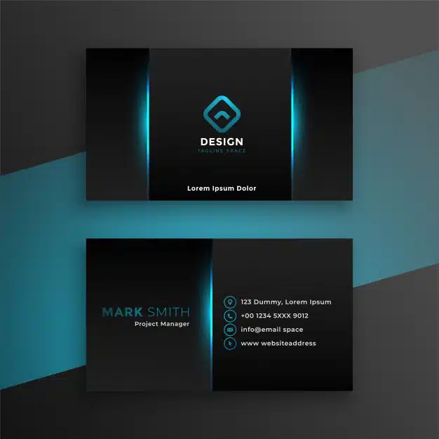 Abstract black business card with blue shade Free Vector