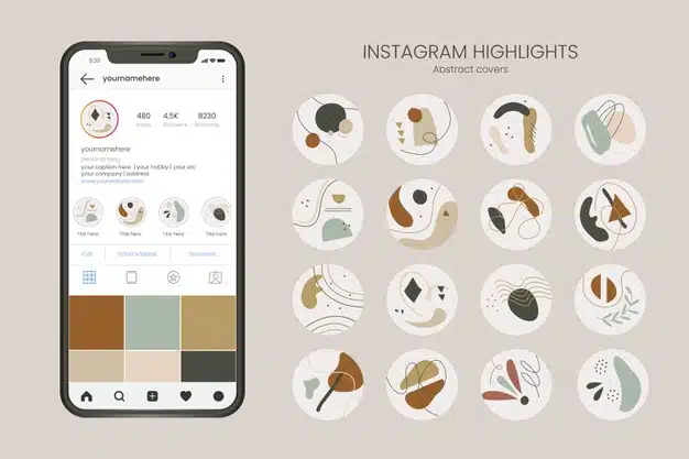 Abstract hand drawn instagram highlights Free Vector