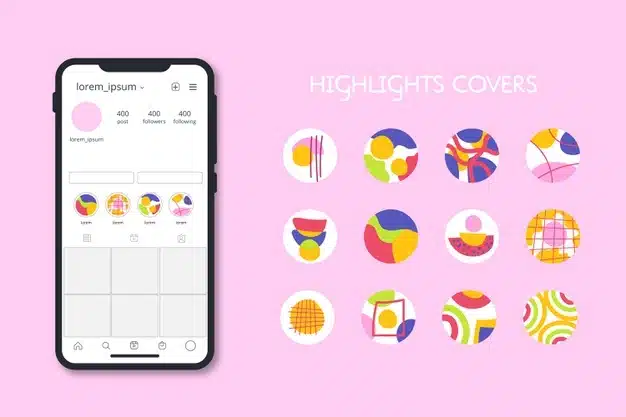 Abstract instagram highlights collection Free Vector