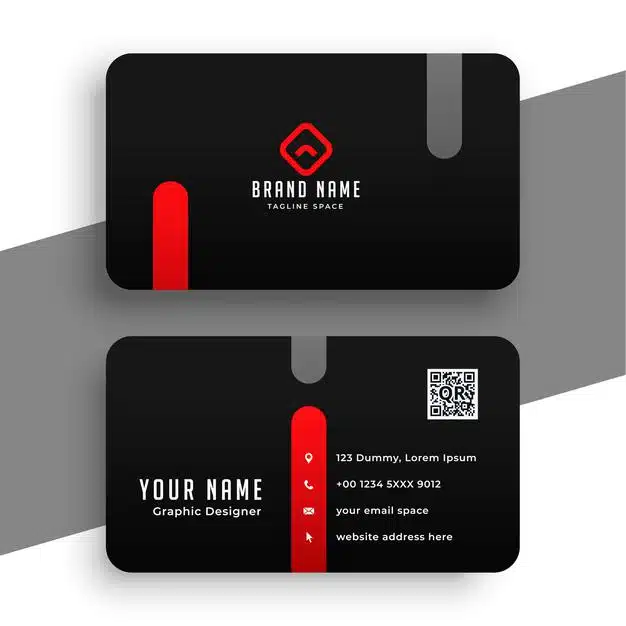 Abstract red and black business card minimal template Free Vector