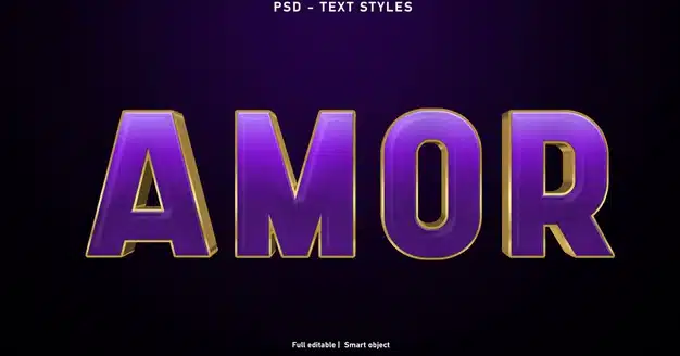 Amor text effects style template Premium Psd