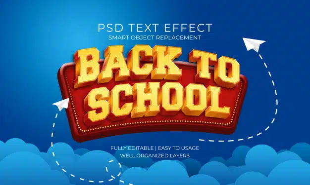 Back to school gold and red text effect Premium Psd
