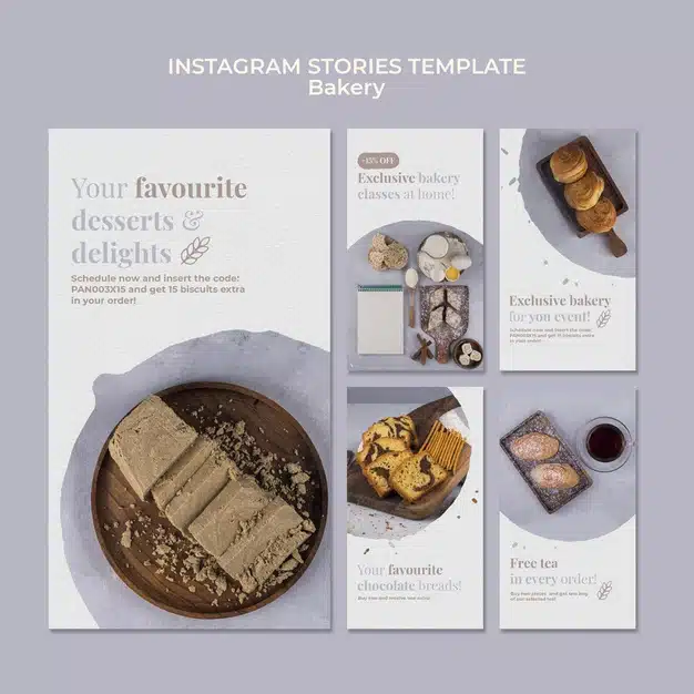 Bakery ad instagram stories template Free Psd