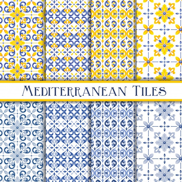 Beautiful painted mediterranean traditional tiles arabesque Premium Vector