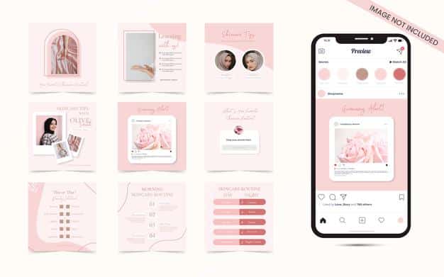Beauty blogger and cosmetics care concept for social media post stories banner template Premium Vector