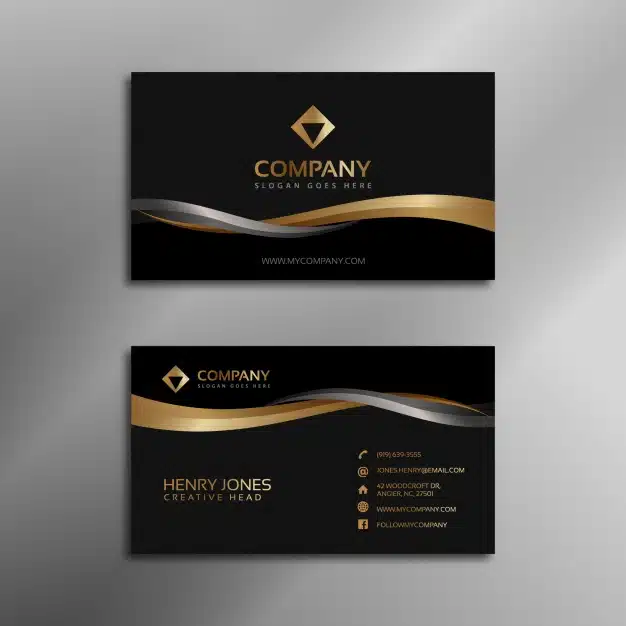 Black and gold business card Free Vector