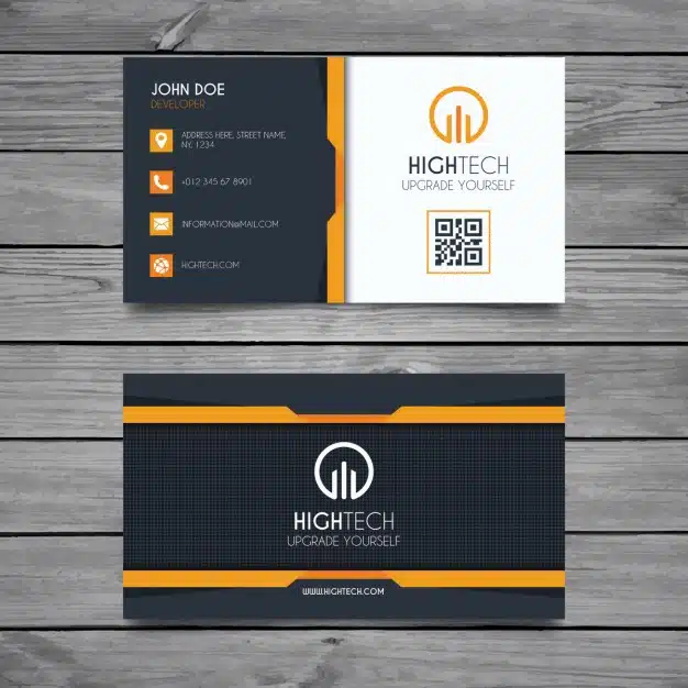 Black and yellow business card Free Vector