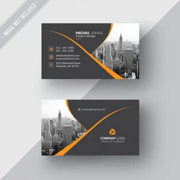 Black business card with orange details Free Psd