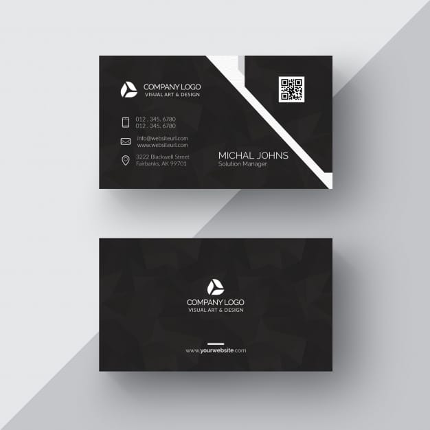 Black business card with silver details Free Psd