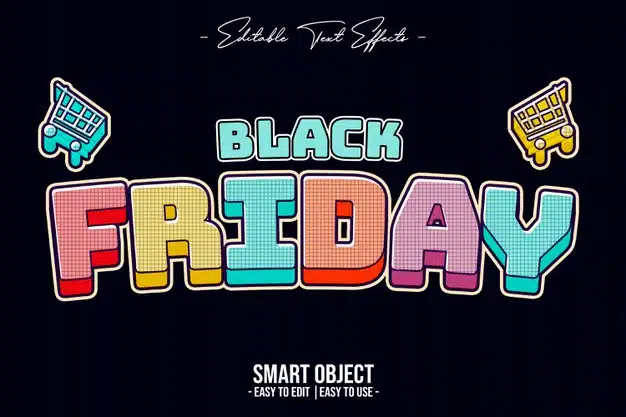 Black friday color text style effect Premium Psd