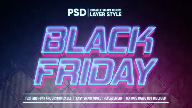 Black friday futuristic holographic light smart object layer effect Premium Psd