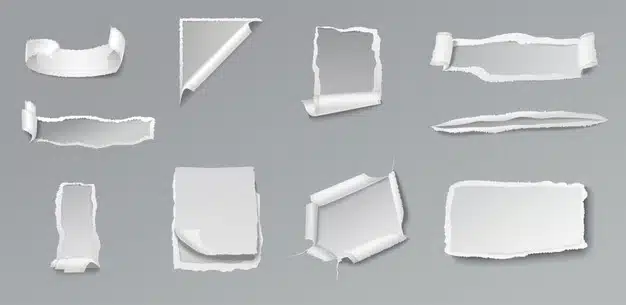 Blank torn paper set of different shapes and forms on gray Free Vector