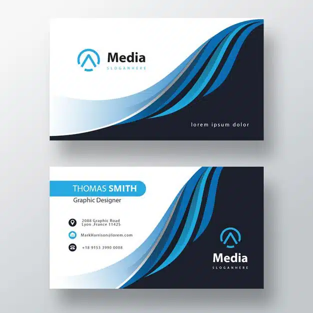 Blue minimal wavy business card Free Psd