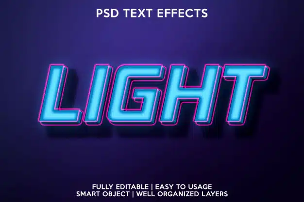 Bright text effect Premium Psd