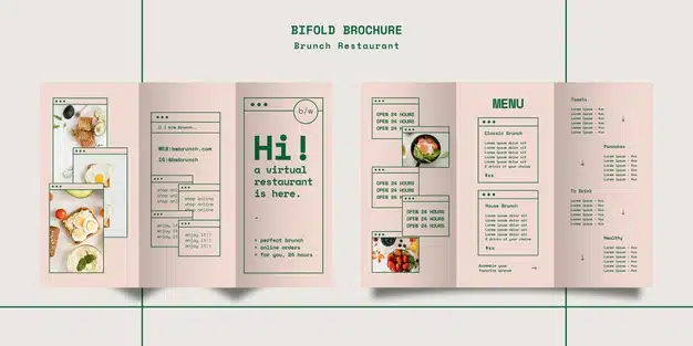 Brunch restaurant trifold brochure template Free Psd