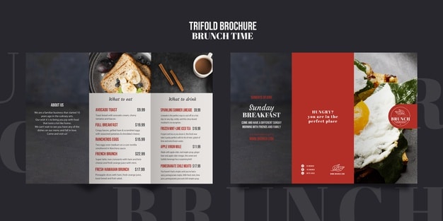 Brunch time trifold brochure template Free Psd