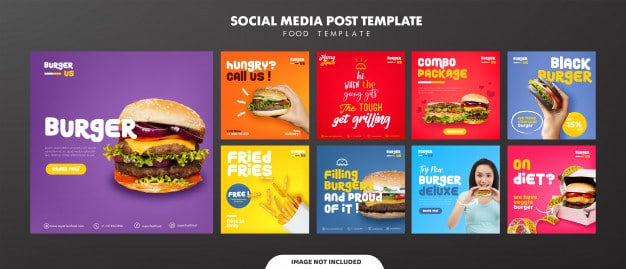 Burger social media feed post template Premium Vector