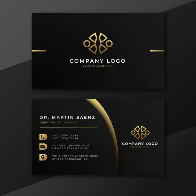 Business card template gold foil Free Vector