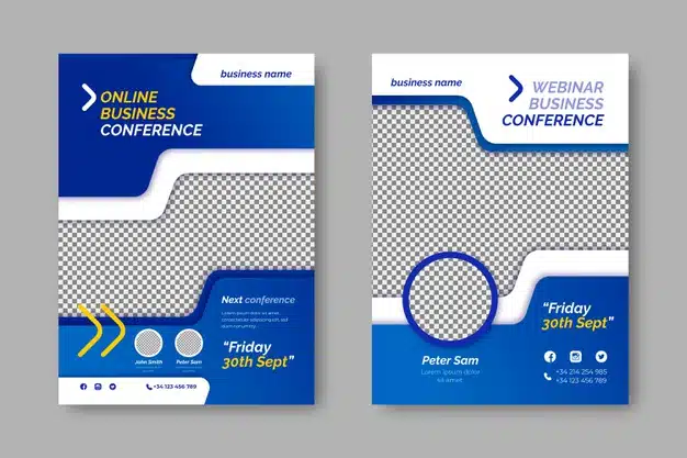 Business flyer template with transparent space for photo Free Vector