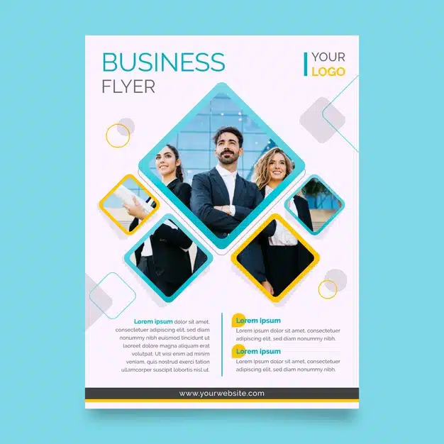 Business print template with photo Free Vector