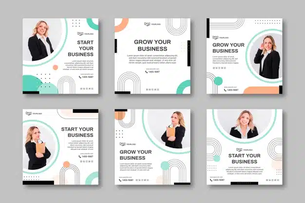 Business woman social media posts template Free Vector